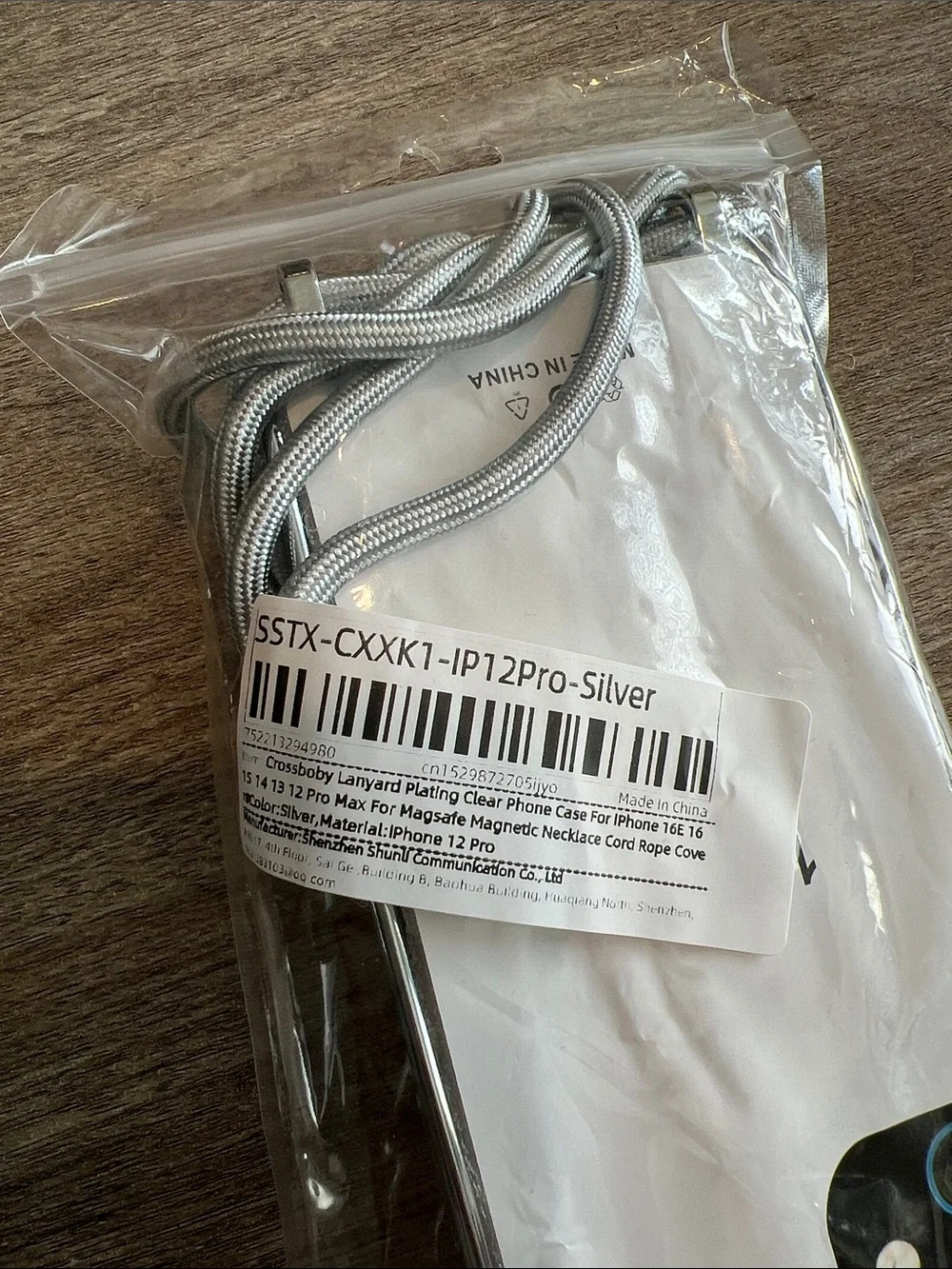 Clear Silver iPhone 12/12 Pro Crossbody Phone Case with Strap